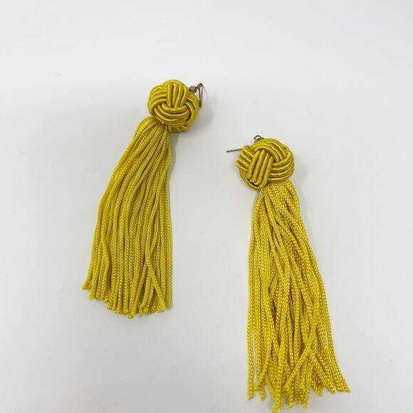 BaubleBar Yellow Gold Tassel Earrings Knot Dangle Drop Statement Summer - Picture 4 of 5